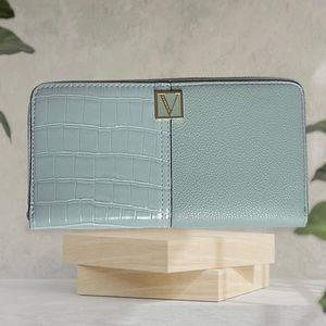 Victoria’s Secret The Victoria Wallet Zip Around Croc Pebbled Large Wallet